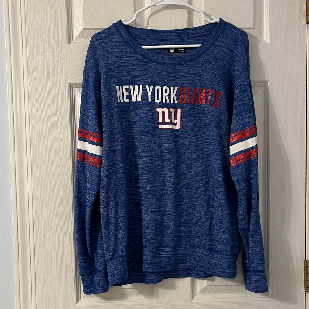 NFL NY Giants Apparel Blue Heathered Long Sleeve Shirt